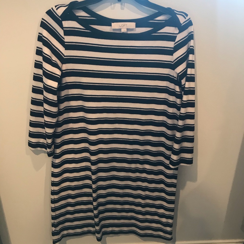 Loft Black Striped dress
